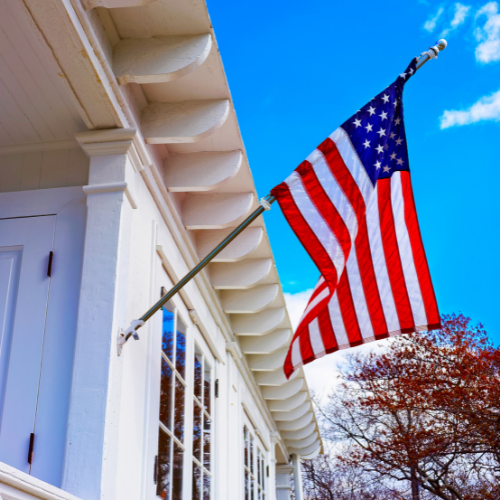 American Flag On House